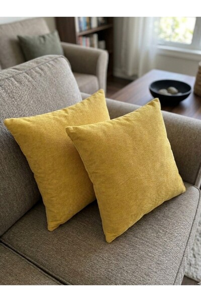 Soyoe Throw Pillow Cover Yellow Color Special Design Set of 2 Soft Textured T...