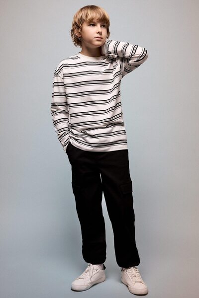 DeFacto Cotton Gabardine Jogger Black Boys' Trousers F1970A8/Bk81