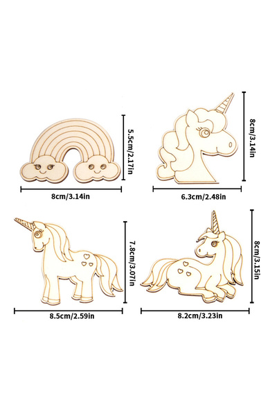Choice1 10pcs Mix 10pcs/set Unicorn Wooden Crafts DIY Painting Wood Slices Ha...