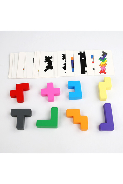 Choice 1 set Wooden Shadow Matching Puzzle, With Colorful Wooden Building Blo...