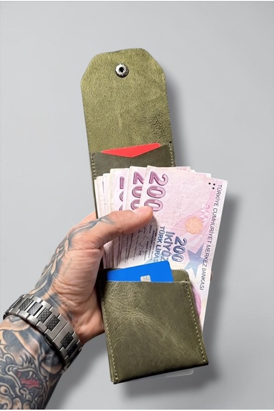 LEWİS POLO Viral Genuine Leather Convenient Green Unisex Wallet with Plenty o...