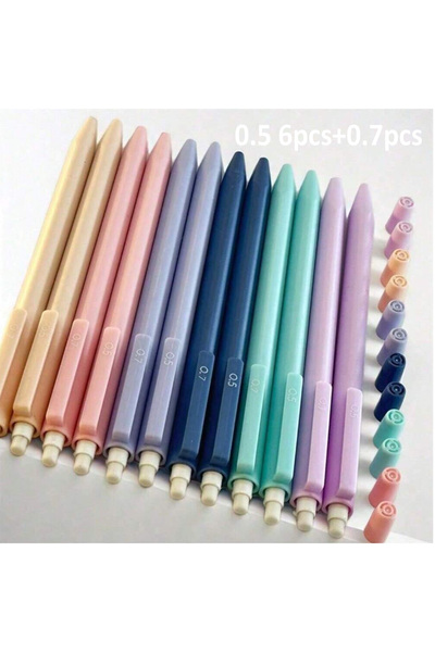 Choice3 12pcs(0.5mm-0.7mm) Cute Pastel Mechanical Pencil Set, 0.5mm & 0.7mm D...