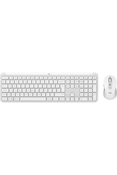 logitech Kit periferice MK950 Signature Slim Combo, Wireless, Alb