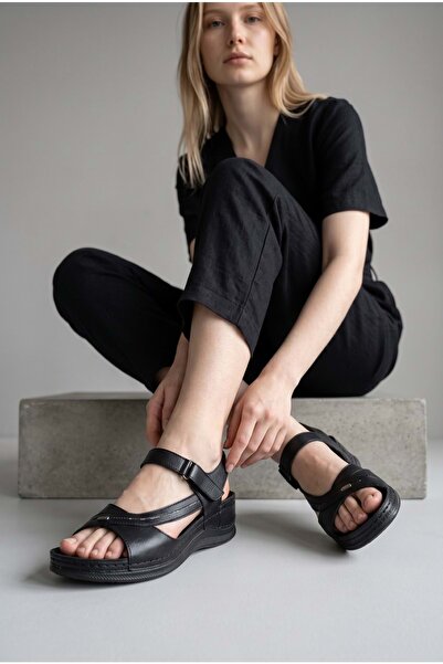 Kristal Bio.1140 Full Orthopedic Massage Sole Genuine Leather Women's Sandals