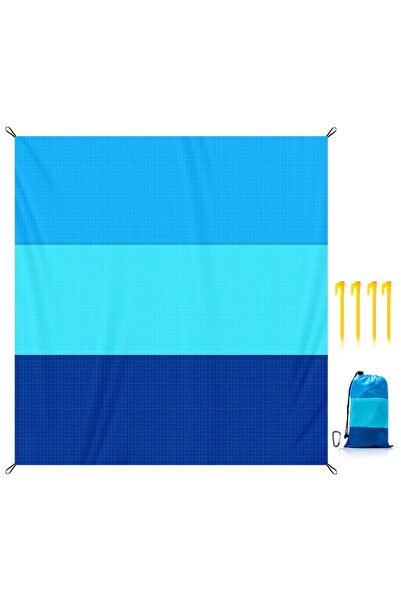 Choice1 set Blue 78X82inch 2x2.1m Waterproof Pocket Beach Mat Blanket Folding...
