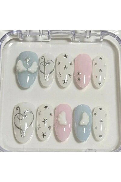 choice2 LFXM-XS 10 Pieces of Hand-Pressed Almond-Shaped Nails, Beautiful Fake...