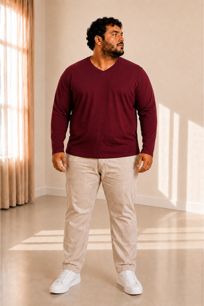 sngl tekstil Ανδρικό oversize μπλουζάκι μεγάλου μεγέθους με μακρύ μανίκι και ...