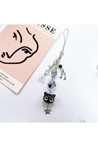 Choice K997-2 Creative Black Cat Phone Lanyard Cute Versatile Keychain Backpa...