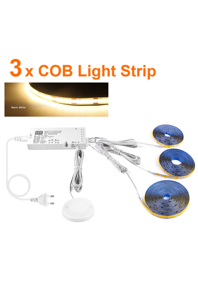 Choice 1M Set US Plug 3PCS LED-WW Smart Dimmable COB LED Strip Touch Sensor L...