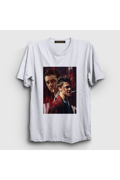 Presmono Unisex beli Tyler Film Fight Club Fight Club T-shirt 244920tt