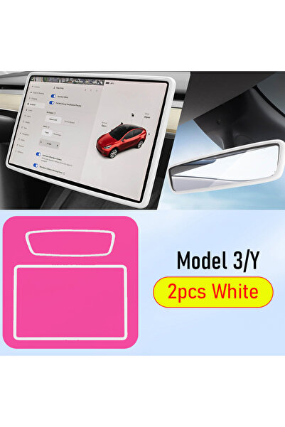 Choice3 White (2pcs Set) For Tesla Model 3 Y Silicone Protective Frame Edge C...