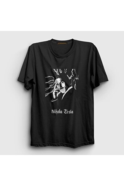 Presmono Unisex crni električni strujni naučnik Nikola Tesla T-shirt 332193tt