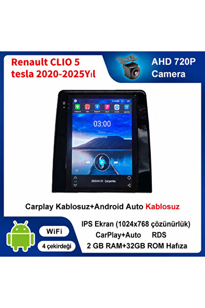 coni Renault CLIO 5 tesla 2020-2025 Yıl uyumlu 2GB Ram 32GB Rom Hafıza Androi...