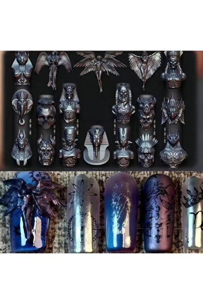 Choice PF-907 Artistic Nail Art Mold Ancient Egyptian Mythology Pharaoh Dark ...
