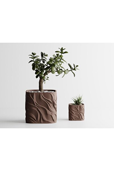 Sani Ghiveci decorativ Sani, Zephyra, mediu 90 x 90 x 87 mm, Maro închis mat