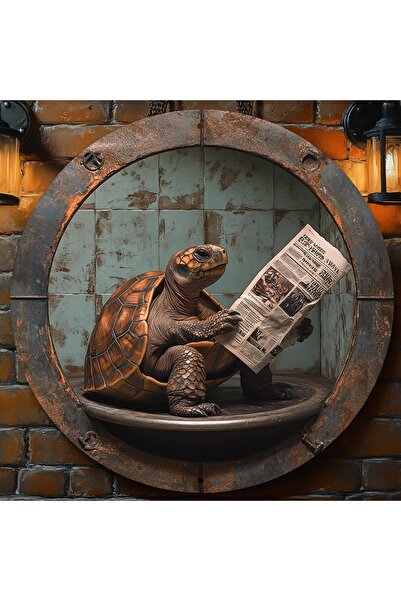 Choice 1PC 2D 1PC Wooden Disc Reading Newspaper Turtle Themed Sign 8 Inch Des...