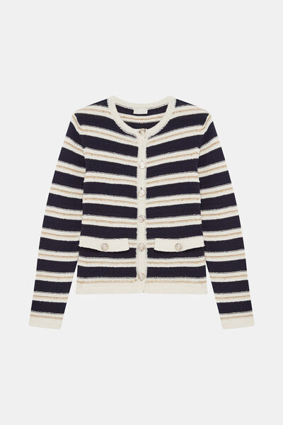 W Collection LACİVERT ÇİZGİLİ HIRKA