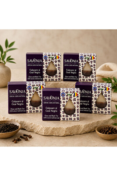 Savonia Set 5 buc - Sapun Cuisoare si Ceai Negru,