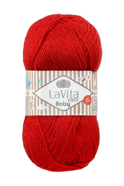 LaVita Yarn Baby El Örgü İpi %100 Akrilik Anti-Pilling 100gr (3016 KIRMIZI)