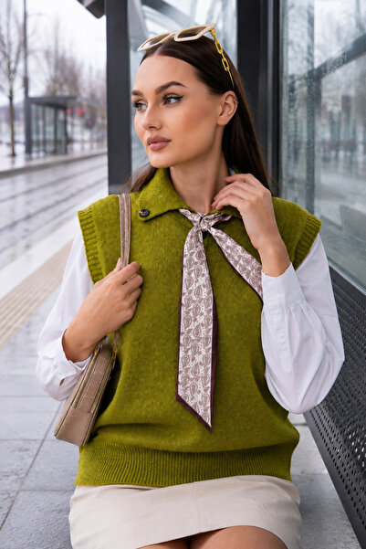 ŞİMAL Women's Scarf Detailed Knitwear Knitted Sweater 265023 -