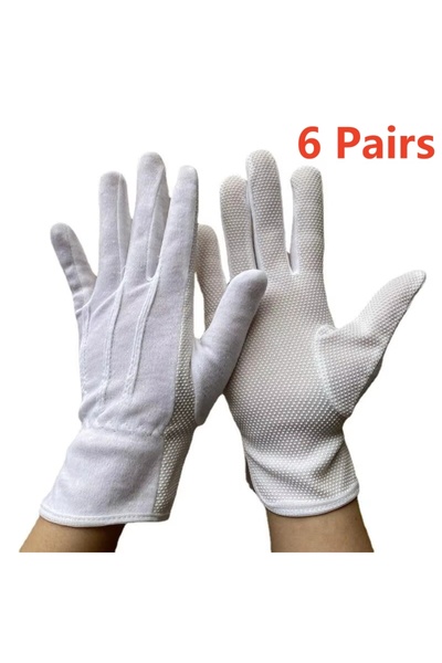 Choice One Size White Dots 6Pairs 2/6Pairs White Gloves With Non-slip Dotted ...