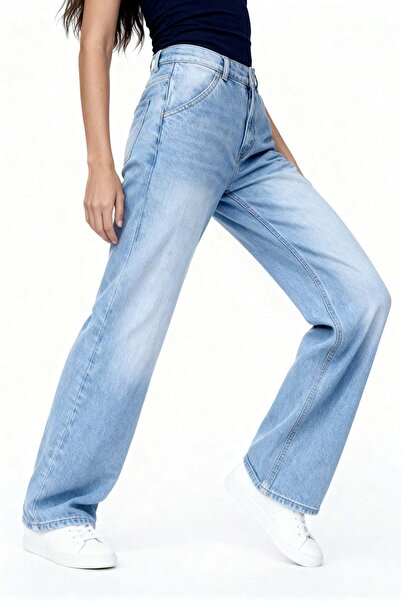 HAKKE Women's high waist Wide-Leg wide leg jean pants