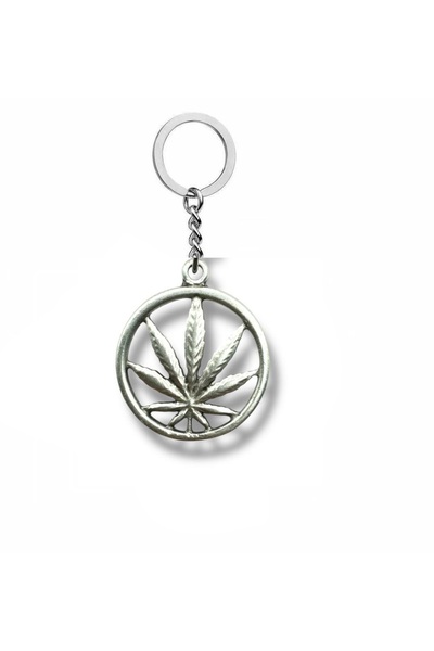 Herşey Nota Silver Color Metal Keychain with Marijuana Leaf Figure – Alternat...