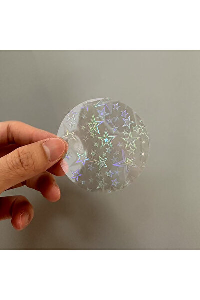 choice2 100pcs D 100pcs 58mm Transparent Badge Film Clear Laser Star Pattern ...