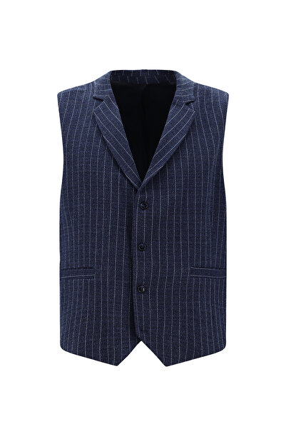 Abdullah Kiğılı Slim Fit Slim-Fit Wool Striped Double-Breasted Classic Vest