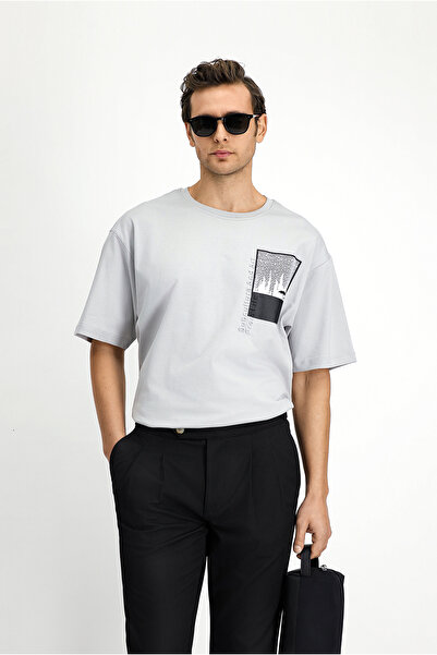 Kiğılı Μπλουζάκι με λαιμόκοψη Oversize από βαμβακερό εμπριμέ