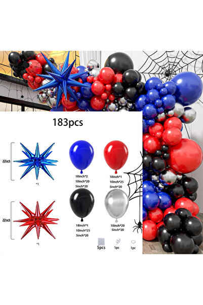 Choice Other MULTI Black Red and Blue Balloon Arch Set Spider Theme Balloon A...