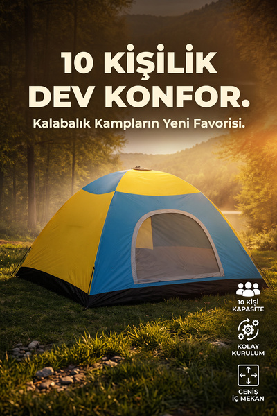 MAKAMP 10 Kişilik Büyük Aile Kamp Çadırı Manuel Kurulum
