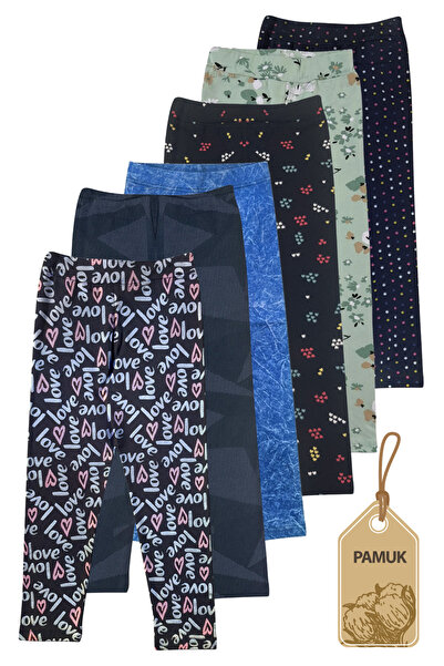 MK Mukko Kids Girls' Leggings - Set of 6 Patterned Lycra Comfortable Seasonal...