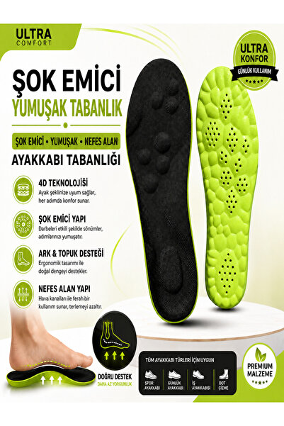 MK MAKERS Ortopedik Tabanlık– Şok Emici, Ark ve Topuk Destekli Siyah Günlük A...