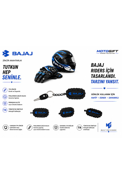 Ümraniye3d Special Design Motorcycle Keychain with Bajaj Logo and Chain Detail