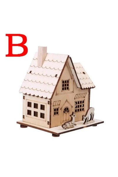 Choice B Christmas LED Light Wooden House Luminous Cabin Merry Christmas Deco...