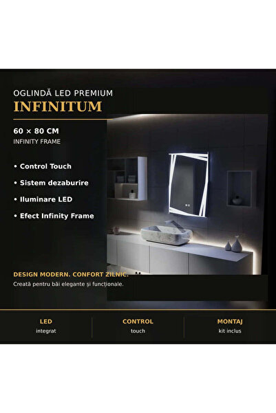 OEM Oglinda LED Touch Infinitum Sistem Dezaburire 60X80cm