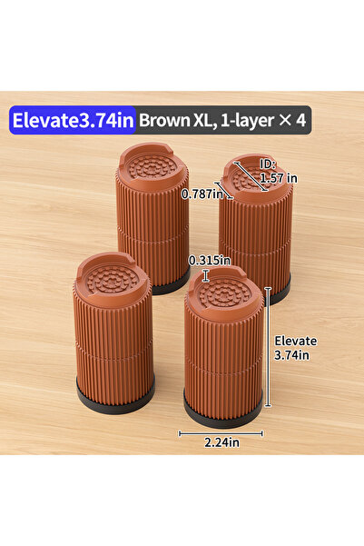 Choice1 Brown Round XL 4pcs Multi-Purpose Round Furniture Risers | Non-Slip, ...