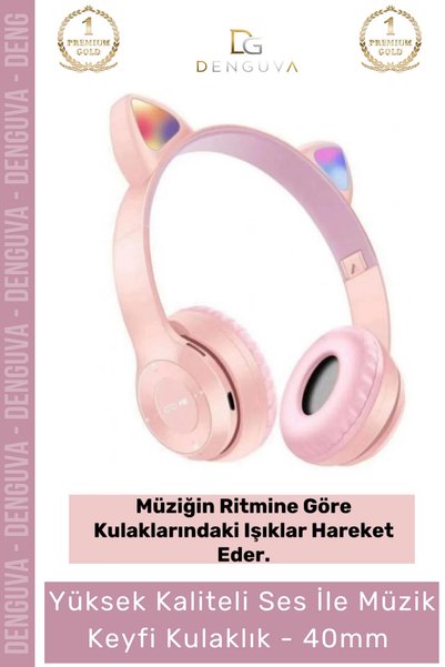 Denguva #Kulaklık Işıklı 50 Stereo Yüksek Ses Kaliteli Şarjlı Çocuk Mikrofonl...