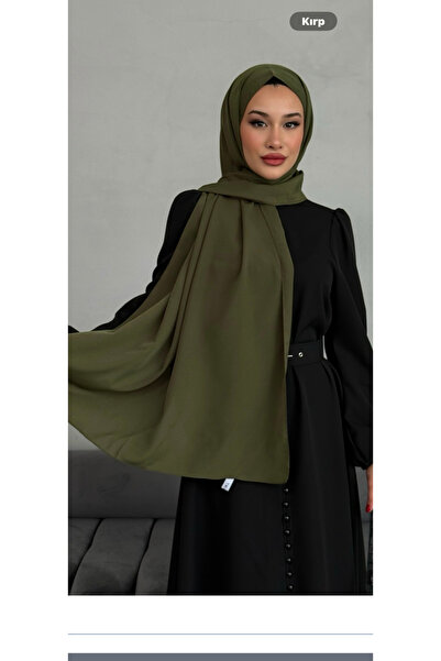 ŞALSERA Khaki, Moss Crepe Shawl, 75 X 180 cm