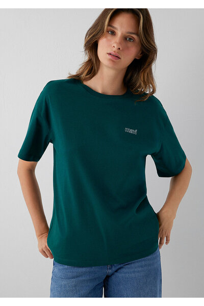 Mavi Logo Baskılı Yeşil Tişört Loose Fit / Bol Rahat Kesim 1611309-81962