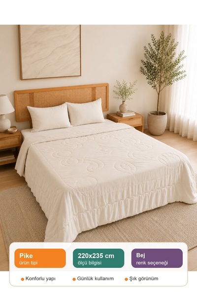 UYKUPEREST Orbia Bej Kapitoneli Pike Takımı Battal Boy 220x235