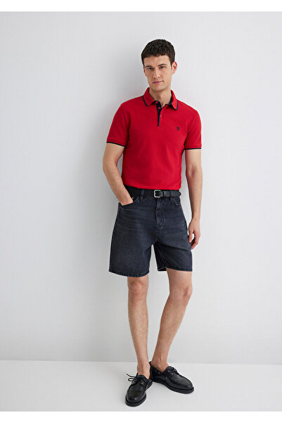 Mavi Rotes Polo-T-Shirt mit Kragen und tailliertem Schnitt 062373 -28441