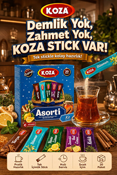 Koza Kış Çayı Paketi 5'li Asorti Mix Pratik Lezzet Tek İçimlik Kış Çayı Karışık Paket 5 x 4 - 20 Stick