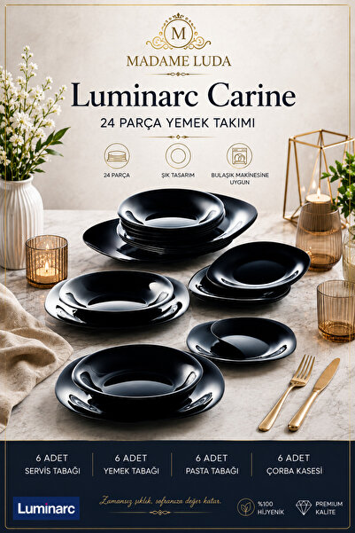 Luminarc Carine Siyah 24 Parça Yemek Takımı.(SERVİS-YEMEK-PASTA-ÇORBA)