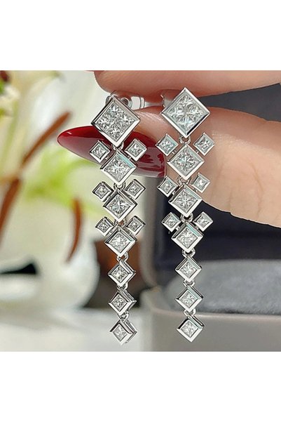 Choice E2958 Huitan Luxury Princess CZ Long Hanging Earrings for Women New Ro...