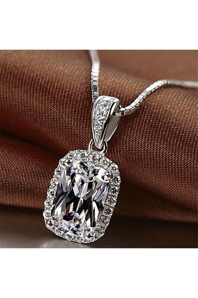 Choice XL820 Huitan Geometric Cubic Zirconia Pendant Necklace for Women Luxur...