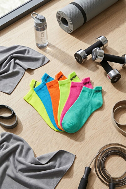 Socketta 6-Piece Mixed Color Women's Microfiber Seamless Flexible Soft Sweat-Wicking Booties Socks - Premium