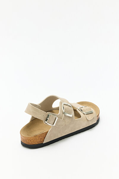 LUTVELIZADE Σανδάλια 2602 - Γυναικεία σανδάλια μπεζ σουέντ με διπλή αγκράφα κ...