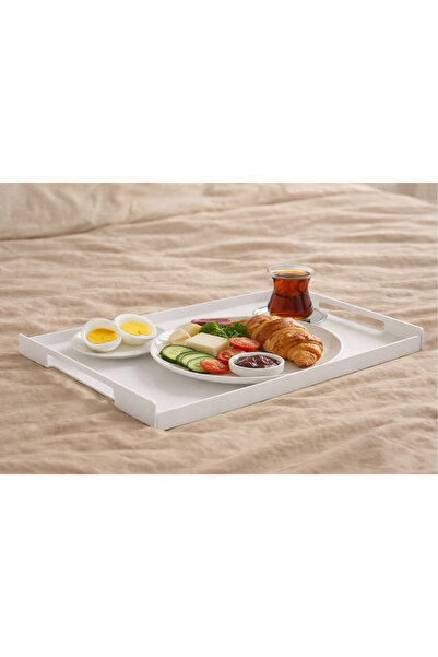 Decopin Serving Tray, Tea - Coffee Tray 26X42 cm White